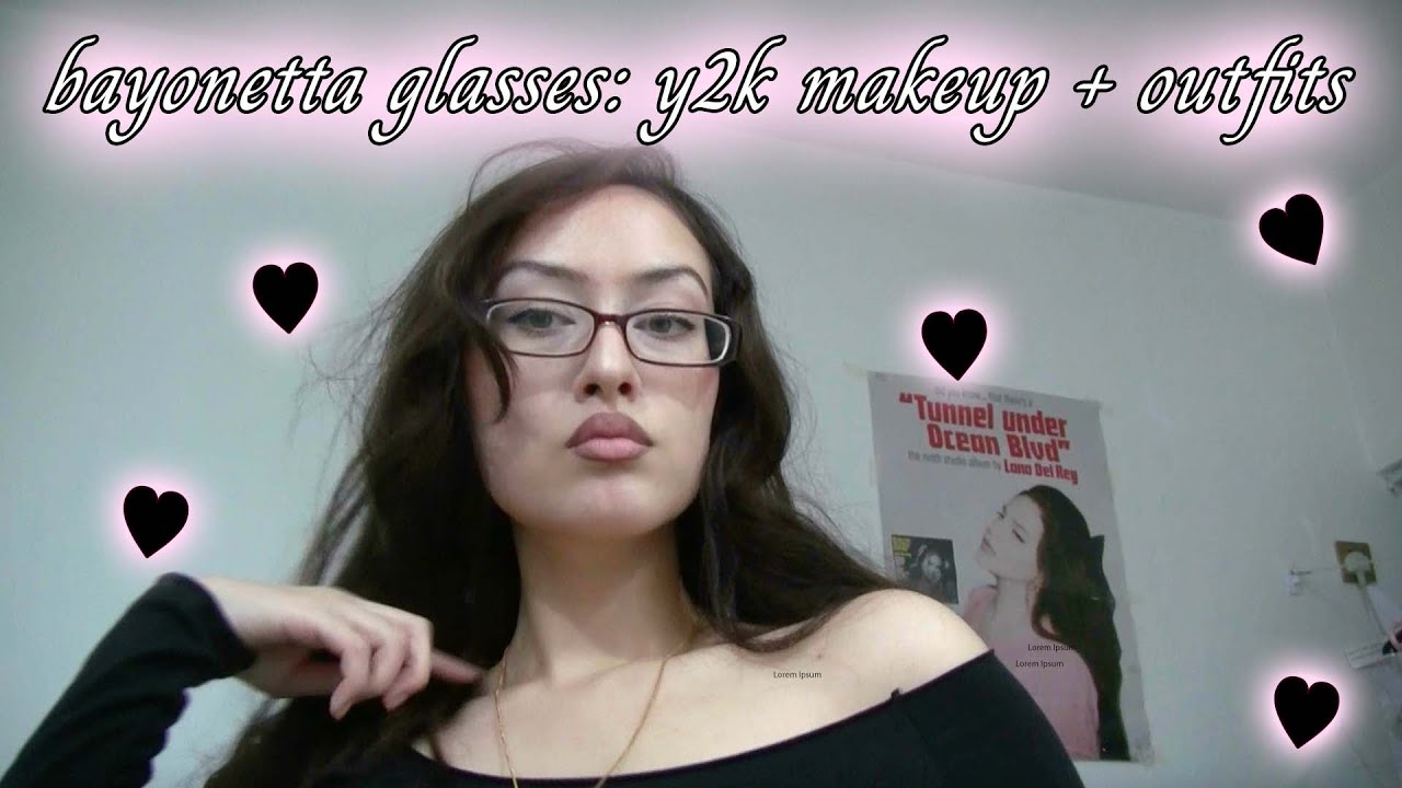 y2k bayonetta glasses makeup + outfits for fall ⋆ ˚｡⋆୨୧˚