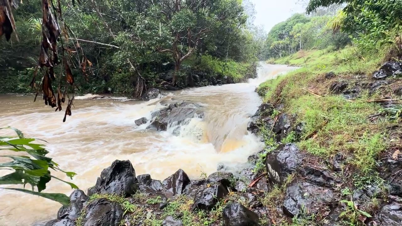 Flooding River on Maui Hawaii during storm - 15 mins - meditation relaxation sleep