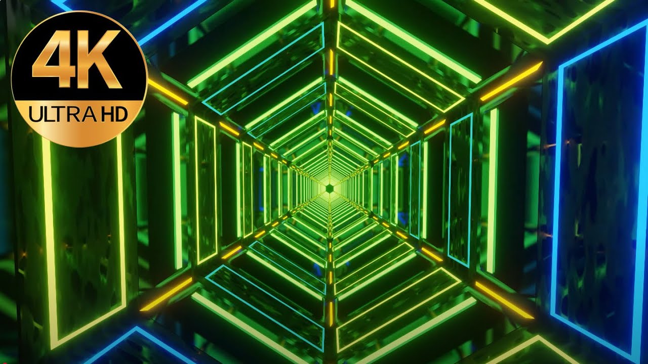 4k Hexagon VJ loop Metallic Green color Lights Mind Relaxing Meditation Abstract Video Background