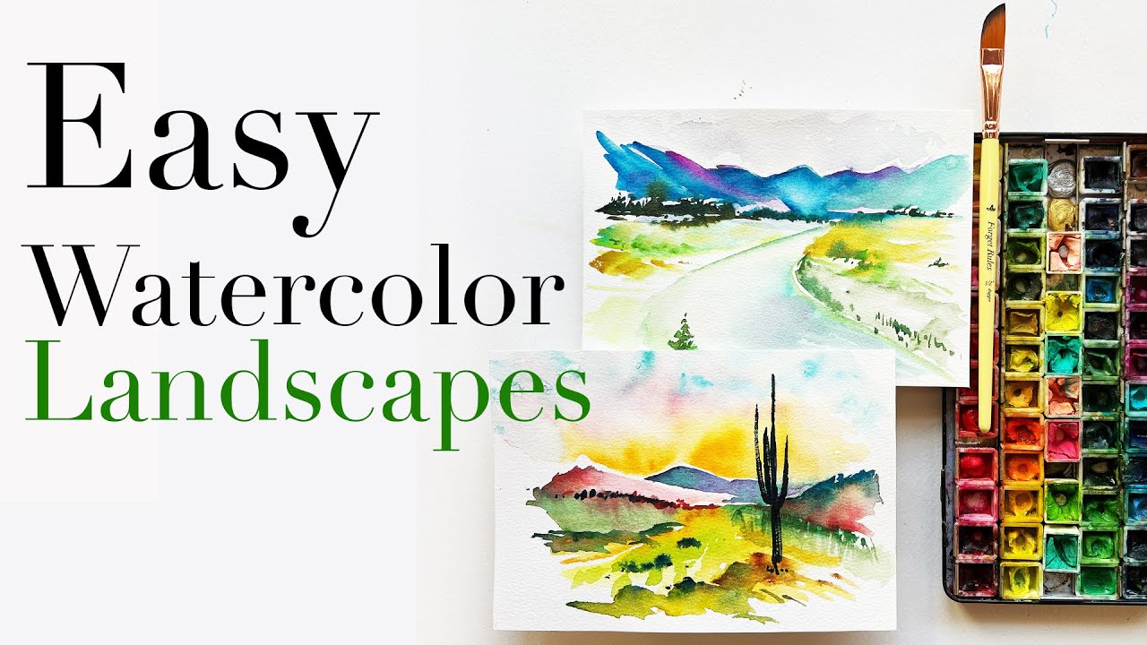 Easy Watercolor Landscape with One Brush