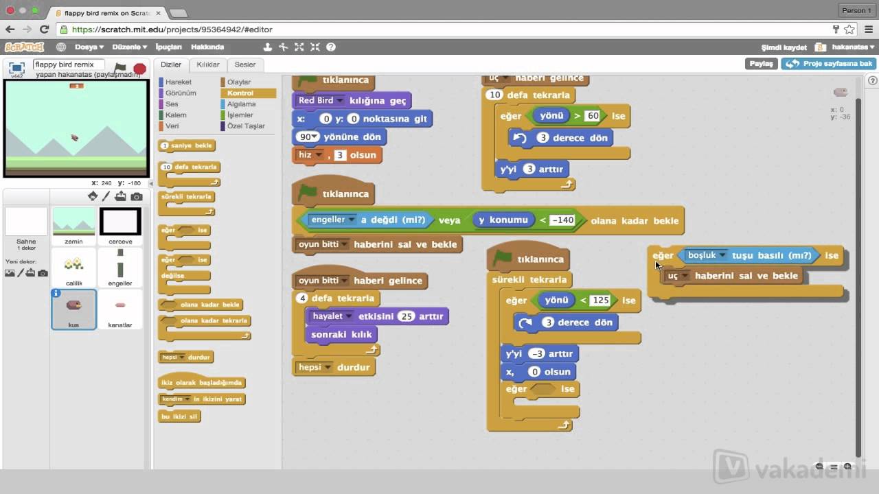 Scratch'de Bir Projeye Katkıda Bulunmak - Flappy Bird’ü Ses ile Oynamak