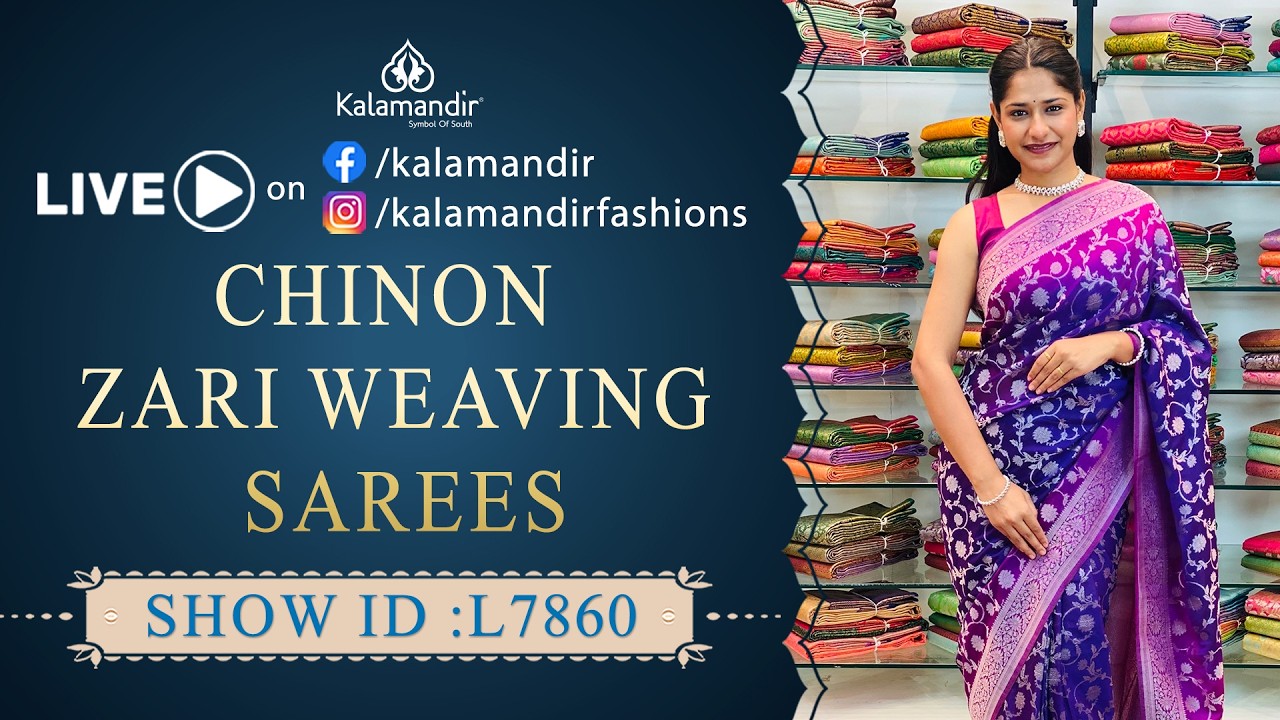 Chinon Zari Weaving Sarees - Flat PRICE | WhatsApp Number 9852 9852 99 | Kalamandir Sarees LIVE