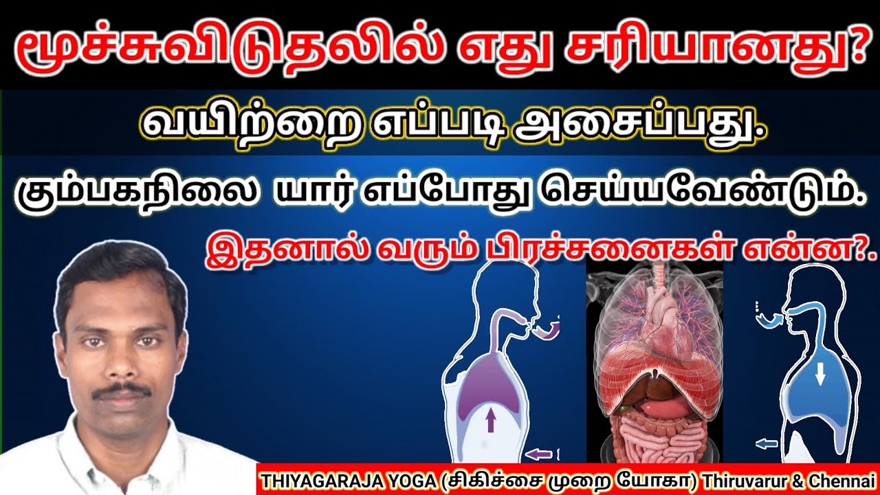 GOOD BREATH/சரியான முச்சுநிலை. கும்பகநிலை எப்போது செய்வது. வயிற்றைஎப்படி அசைப்பது.@thiyagaraja_yoga