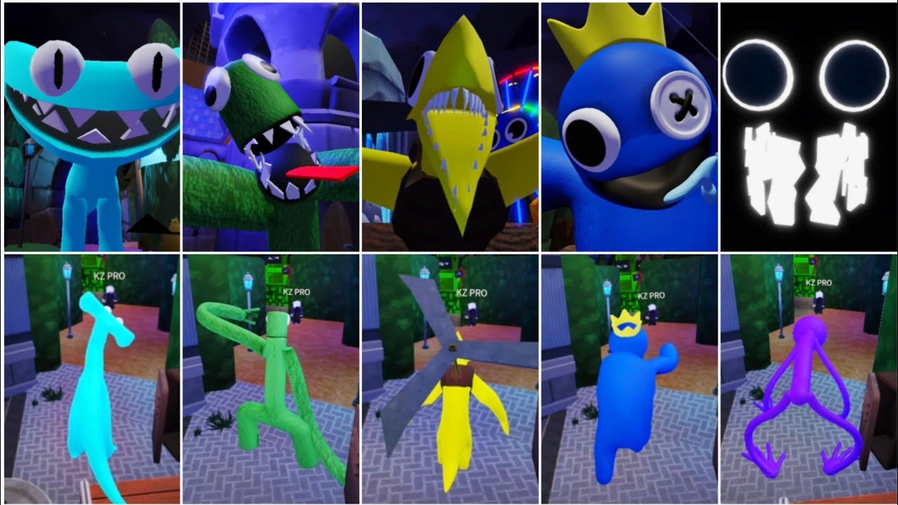 Rainbow Friends 2: Cyan vs Green vs Yellow vs Blue vs Purple (All Jumpscares)