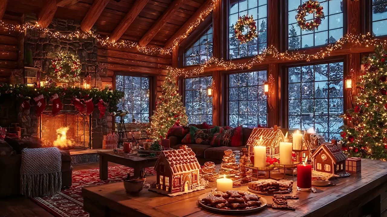 Instrumental Christmas Music With Fireplace 🔥 Relaxing Christmas Music 🎄 Soothing Christmas Ambience