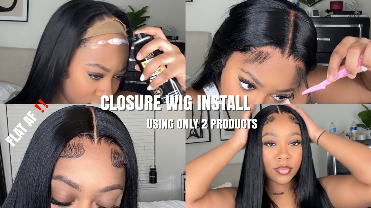 DETAILED FLAT AND LAID 5x5 CLOSURE WIG INSTALL USING ONLY 2 PRODUCTS IN 10 MINS | Hermosa Hair