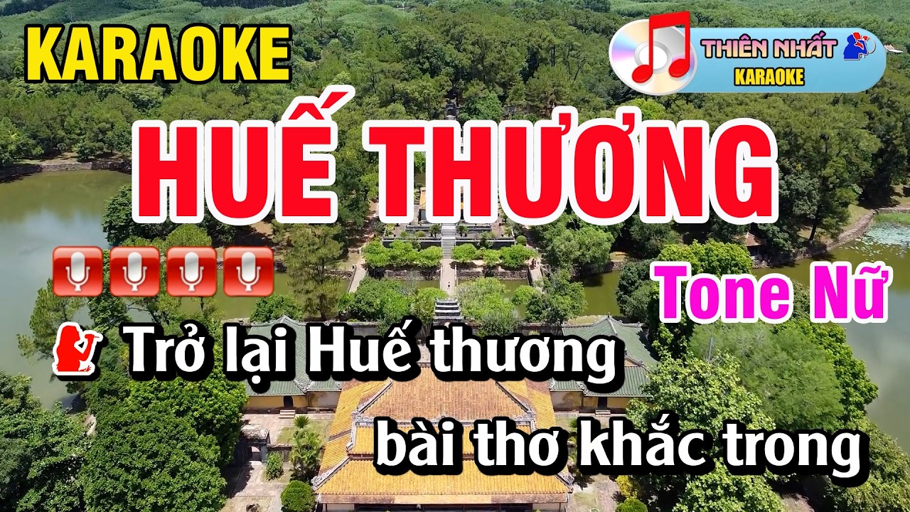 Huế Thương Karaoke Tone Nữ Nhạc Sống Dễ Hát | Thiên Nhất