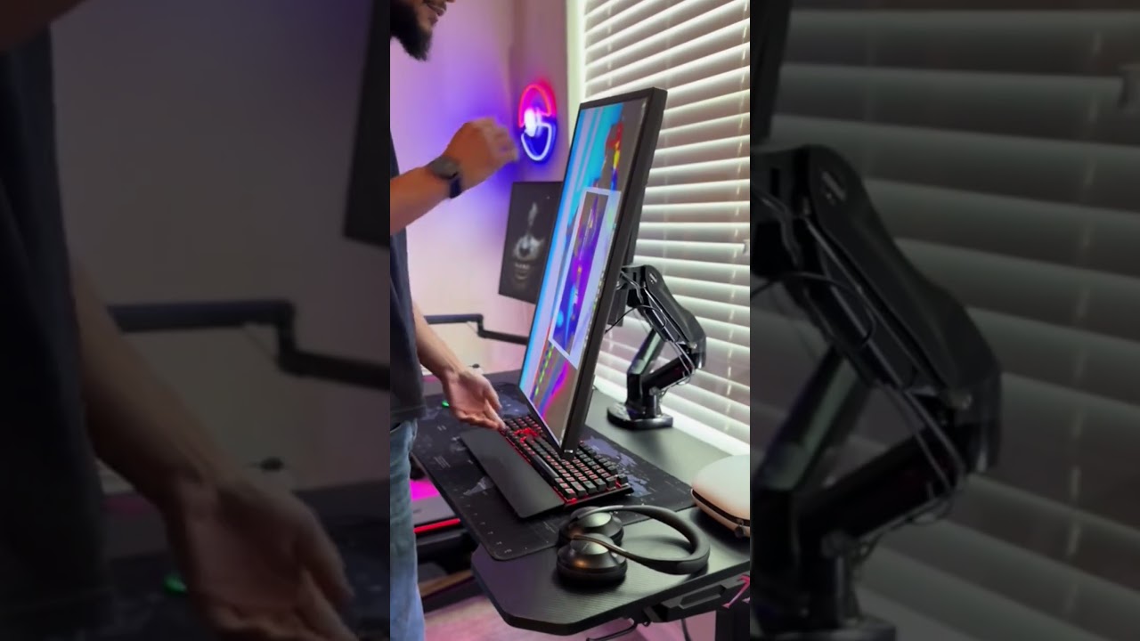 Quick setup, instant productivity boost! HUANUO Monitor Stand  #HUANUO #monitormount #gamingsetup