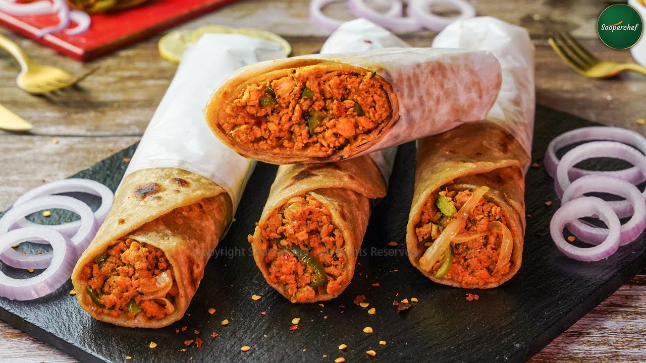 Chicken Keema Paratha Roll Recipe - Chicken Keema Roll - Chicken Paratha Roll