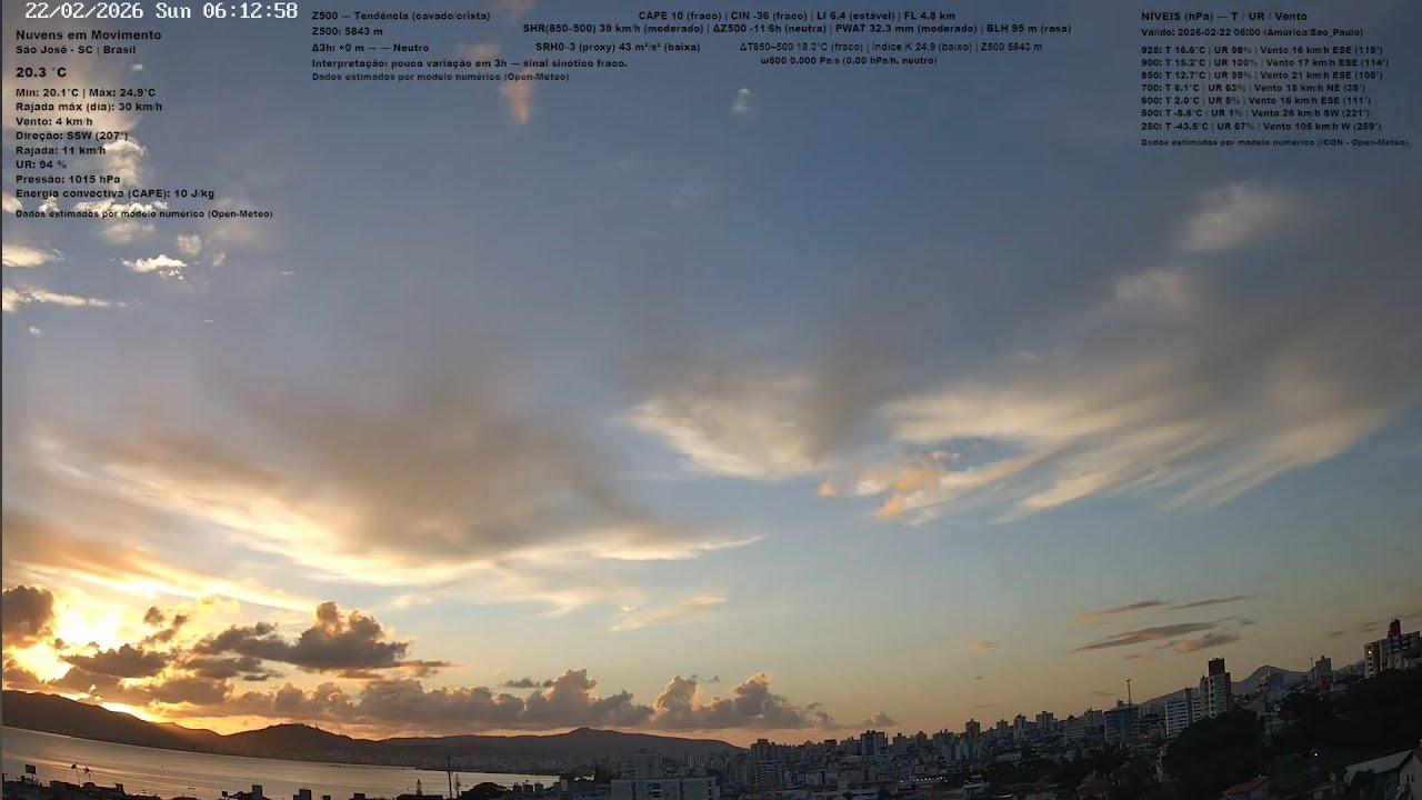 22/02/2026 - Time-lapse das Nuvens | Últimas 24h 