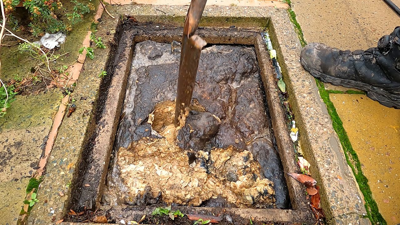 Absolutely RAMMED solid deep manhole unblock
