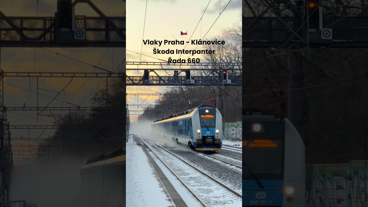🇨🇿 Vlaky ve stanici Praha - Klánovice | Trains at Praha in snow | Škoda Interpanter 660 #train