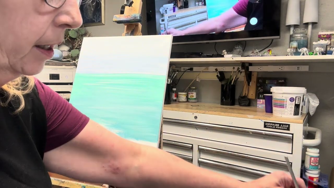 30-today I’m doing acrylic paint with a very light color palette. 