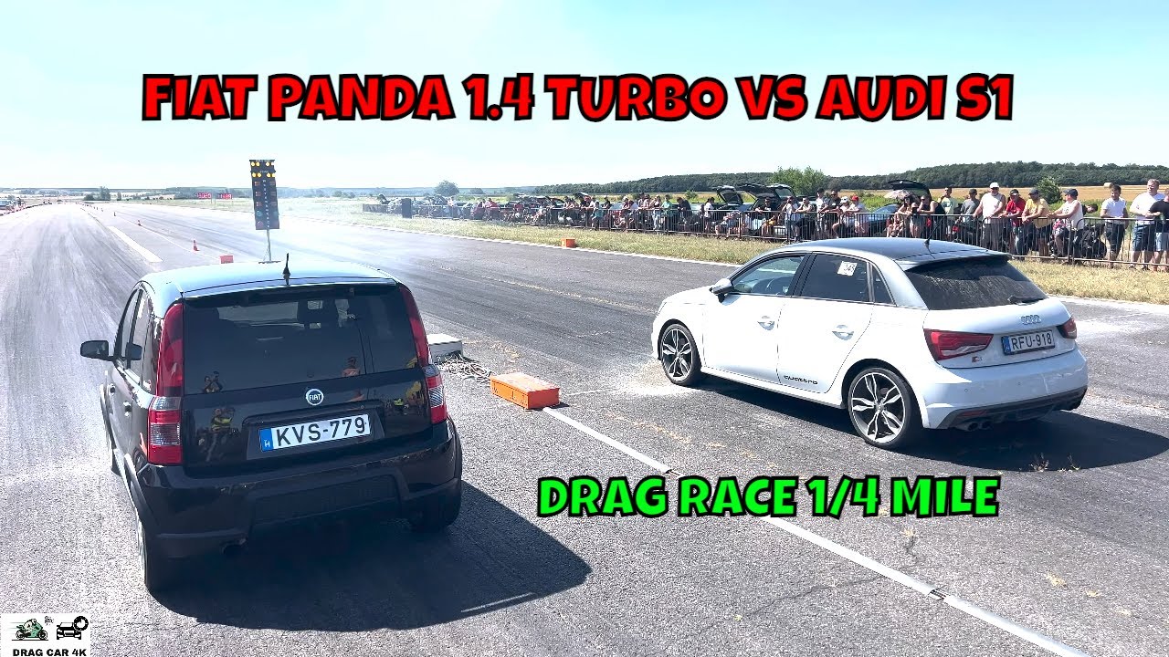FIAT PANDA 1.4 TURBO vs AUDI S1 drag race 1/4 mile 🚦🚗 - 4K UHD