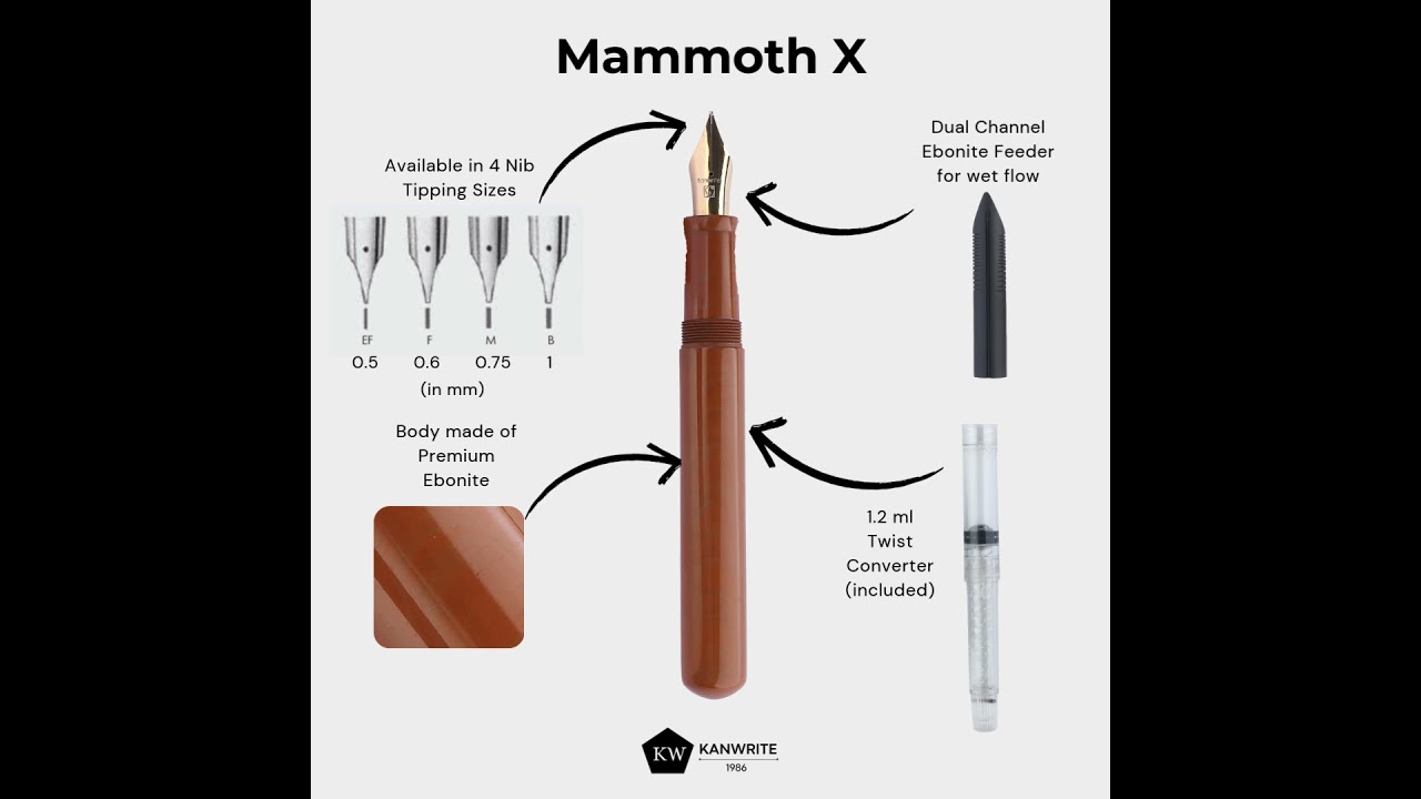 Kanwrite Mammoth X Rust Orange Swirl #9 Nib Fountain Pen