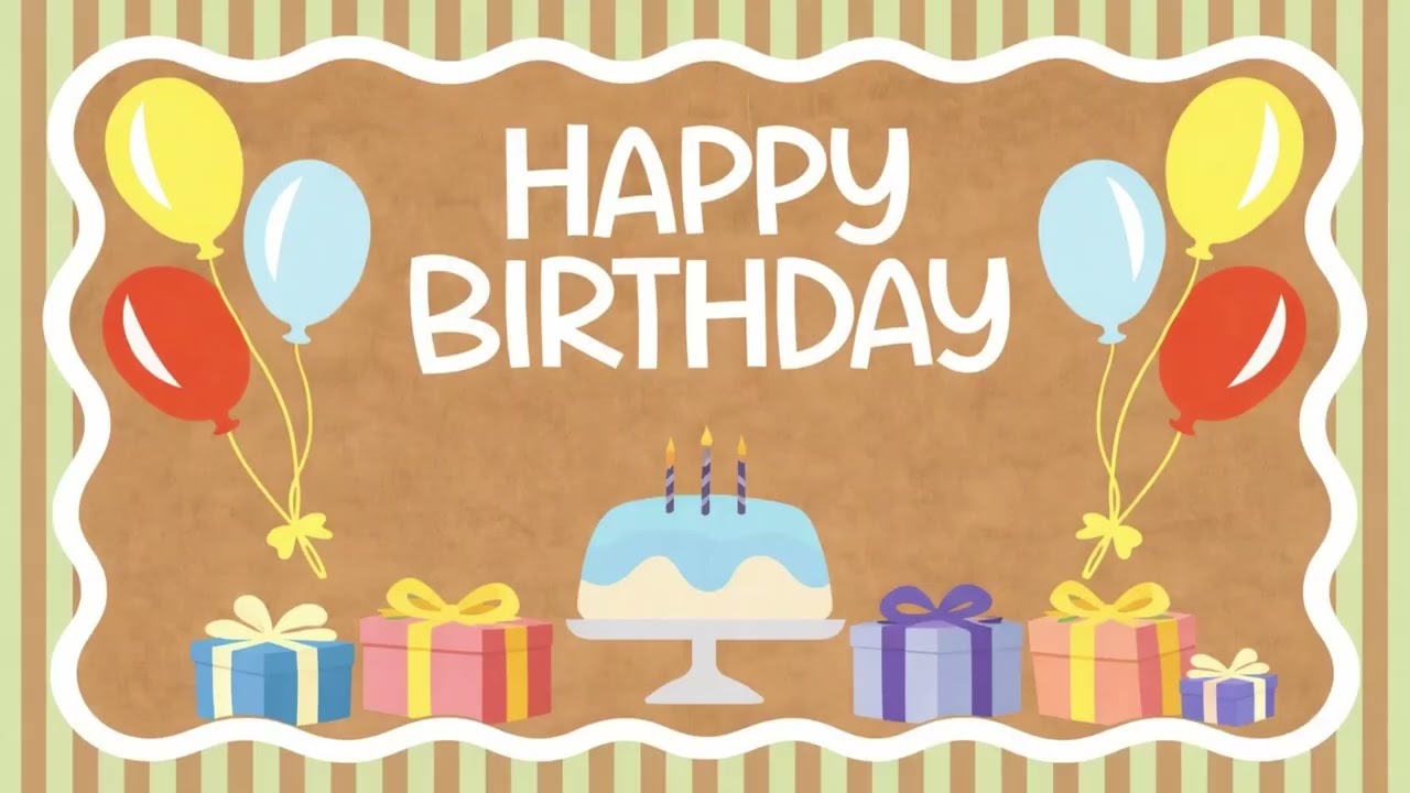 Happy Birthday Banner for TV | Festive Cake Balloons & Gifts Decoration Loop (No Sound)