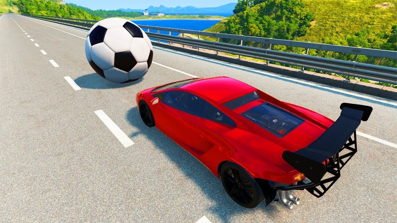 Cars VS Giant Ball  VS Super Cars VS Police  - BeamNG.Drive