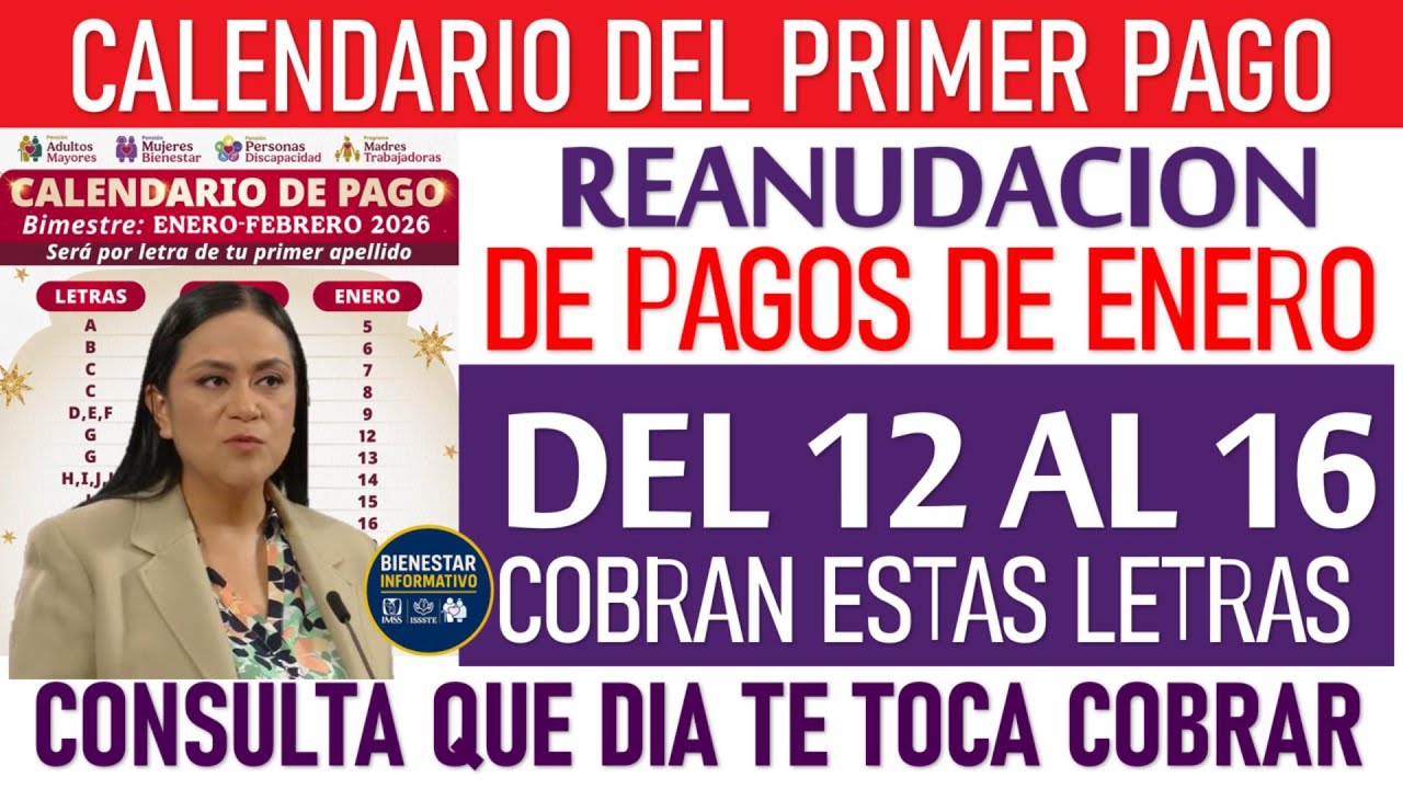 🪪🎊Pensi&oacute;n Bienestar ENERO 2026🤑CONFIRMADO Fechas Oficiales y Qui&eacute;nes Cobran del 12 al 16 con AUMENTO