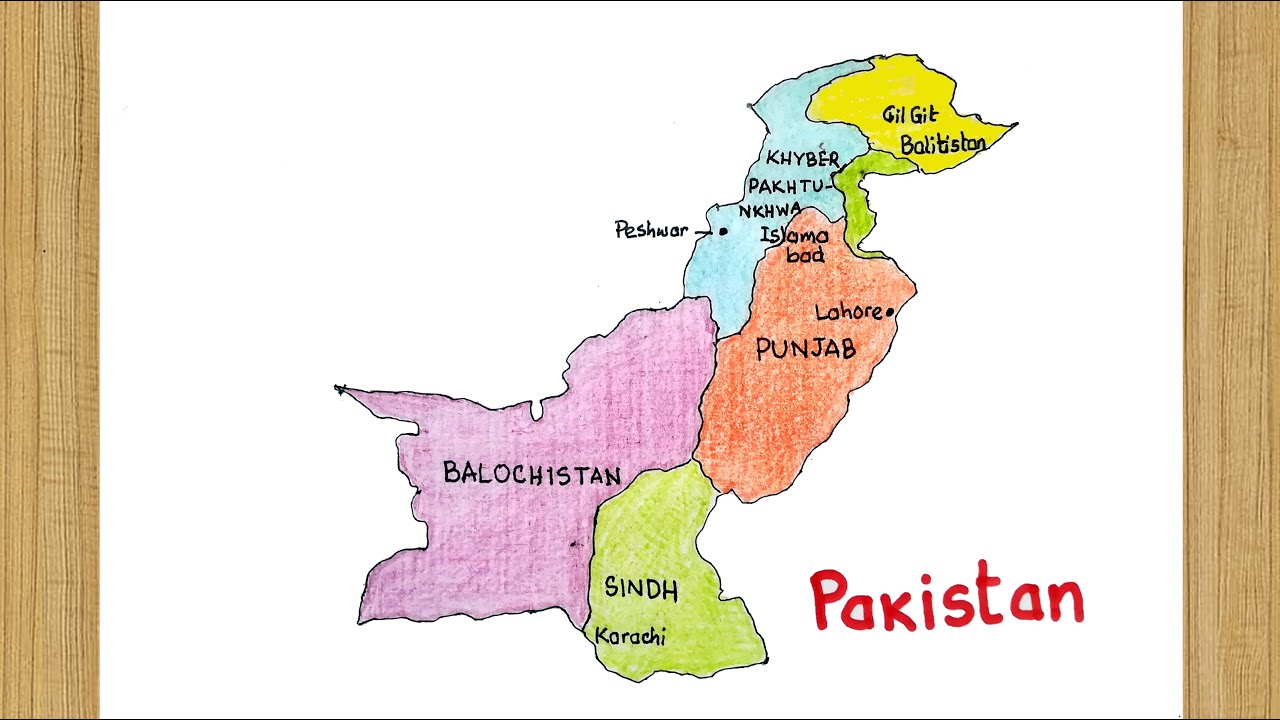 Pakistan Map Drawing Step by Step Easy with Provinces | How to draw Pakistan Map Easily