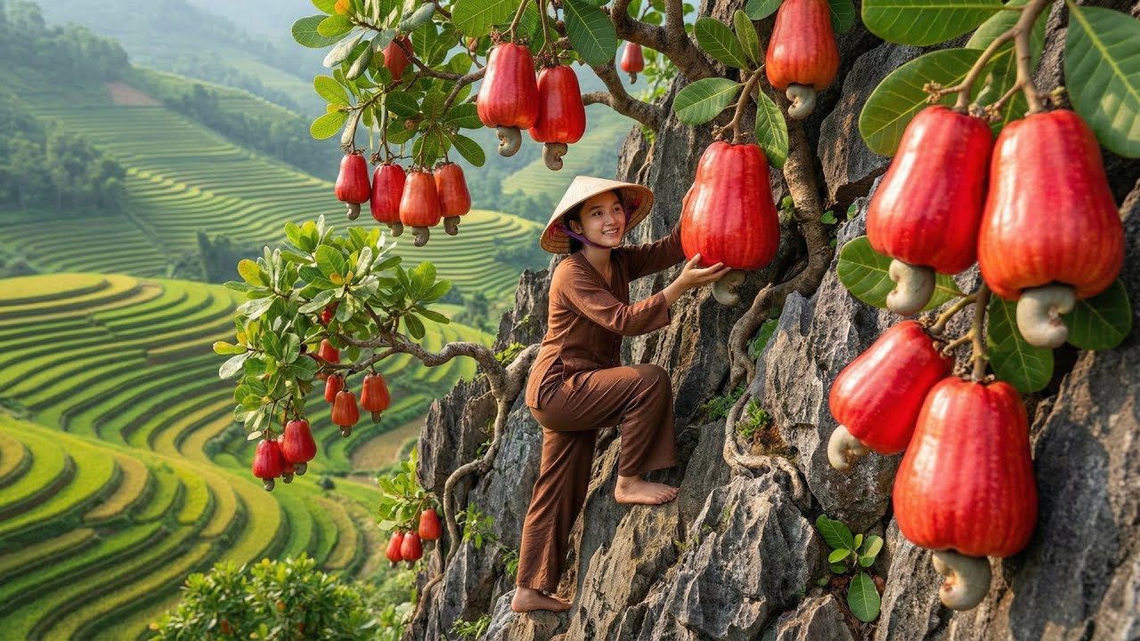 Harvesting 1,000+ Giant Cashew Fruits, a Small Girl Takes Them to the Market Alone | A Peaceful Life