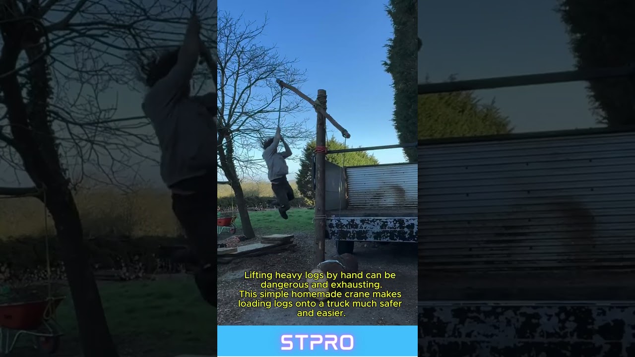 Simple Log Lifting Trick with a Homemade Crane