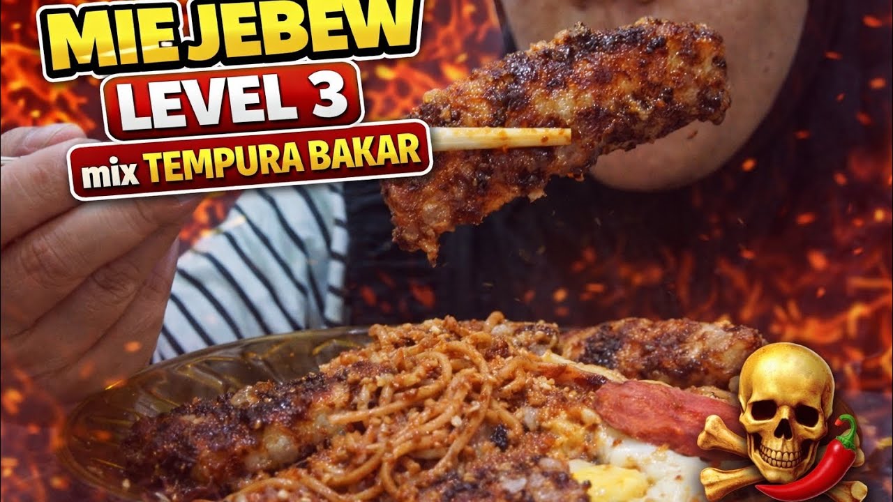 MUKBANG MAKANAN MIE JEBEW LEVEL 3 MIX TEMPURA BAKAR 🍤🍜🥵
