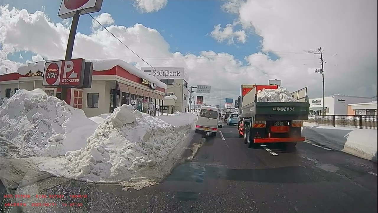 【2025年2月11日】大雪の会津若松市街地【ドラレコ】【大雪】