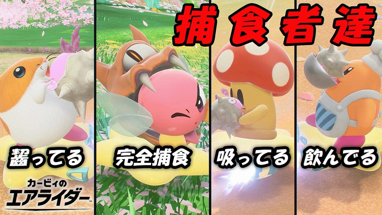 【捕食者達】意外なキャラも吸い込みする！？個性溢れるキャプチャーモーションを紹介！【カービィのエアライダー】