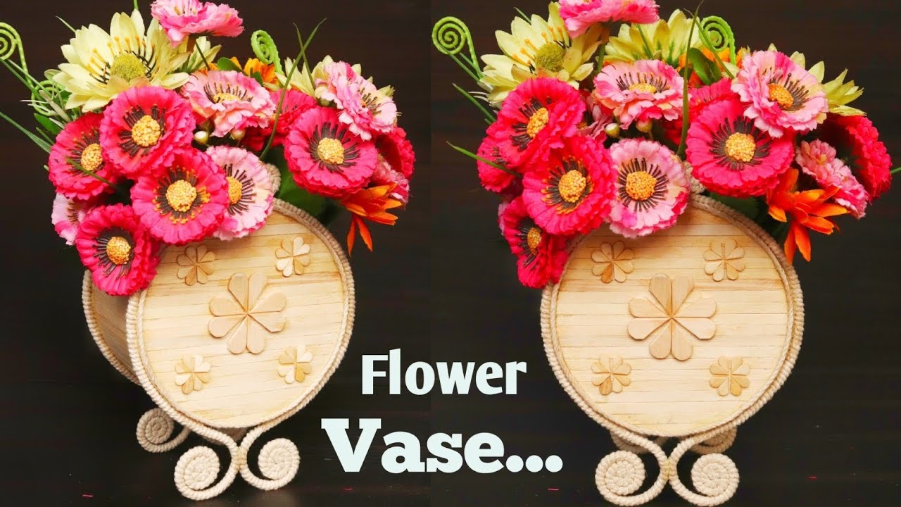 Flower Pot | Easy Jute Flower Vase | How to Make A Flower Vase with sticks | Simple flower pot craft