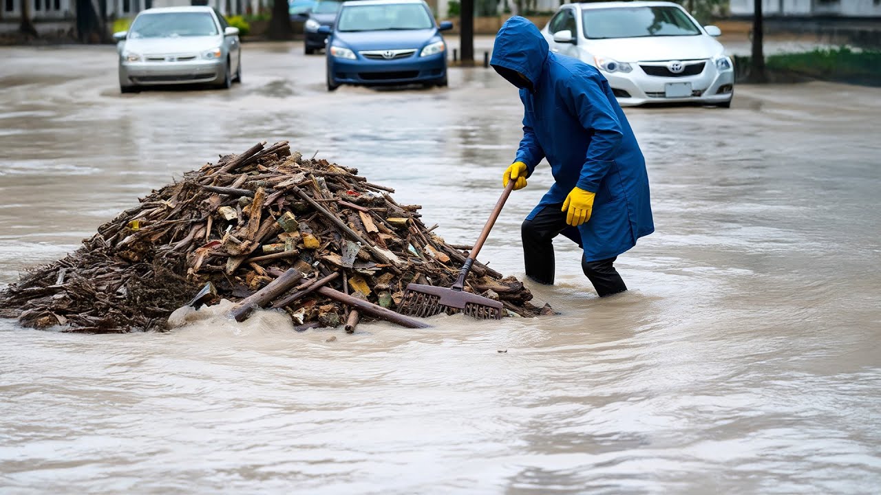 Massive Flood Cleanup Unclogging Drains to Restore Water Flow