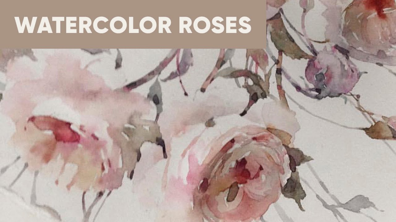 Watercolor flowers (roses) in progress