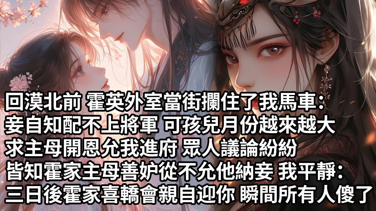 【一口氣看完】回漠北前 霍英外室當街攔住了我馬車：妾自知配不上將軍 可孩兒月份越來越大，求主母開恩允我進府 眾人議論紛紛，皆知霍家主母善妒從不允他納妾 我平靜：三日後霍家喜轎會親自迎你 瞬間所有人傻了