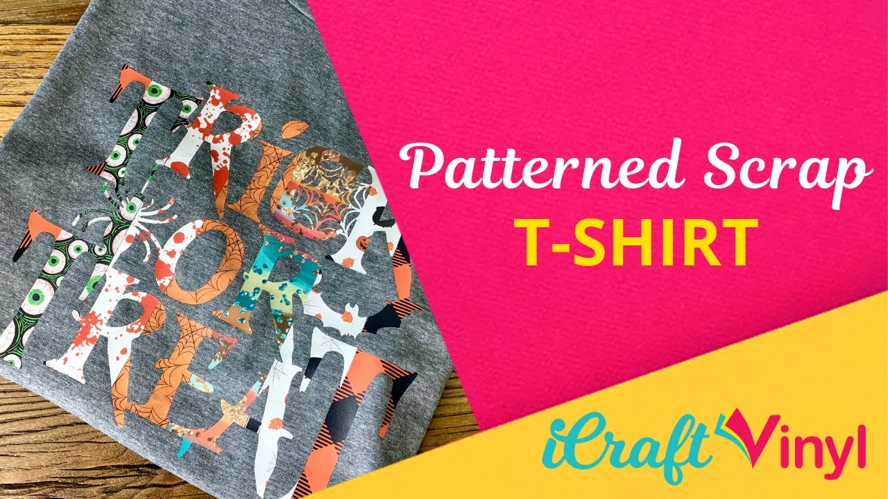 HTV SCRAPS IDEA - Halloween Shirt w/ Leftover Patterned Heat Transfer Vinyl Pieces - iCraftVinyl.com