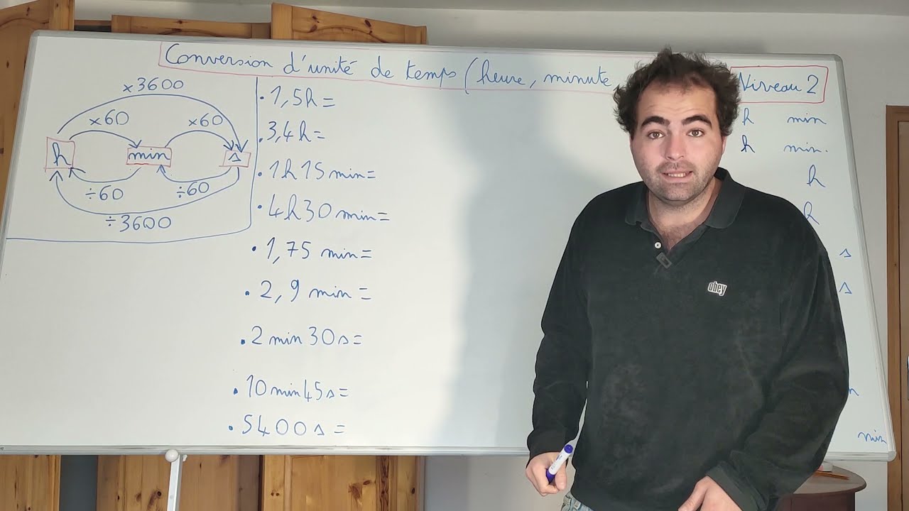 conversion d'unités temps heure minute seconde niveau 2
