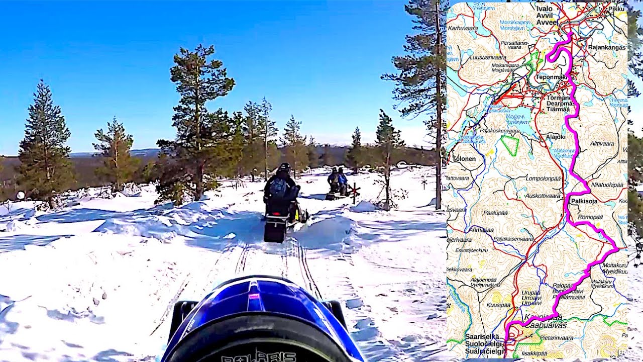 Moottorikelkalla Saariselältä Ivaloon.