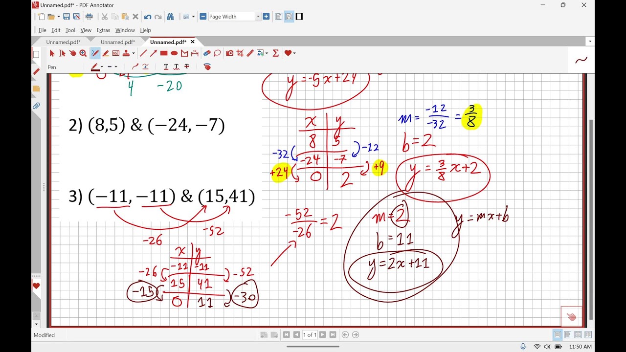 Math 8: Practicing Writing Equations from Points