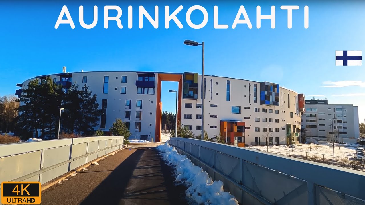 Aurinkolahti Walking Tour on a Sunny Day in Winter  [4K]