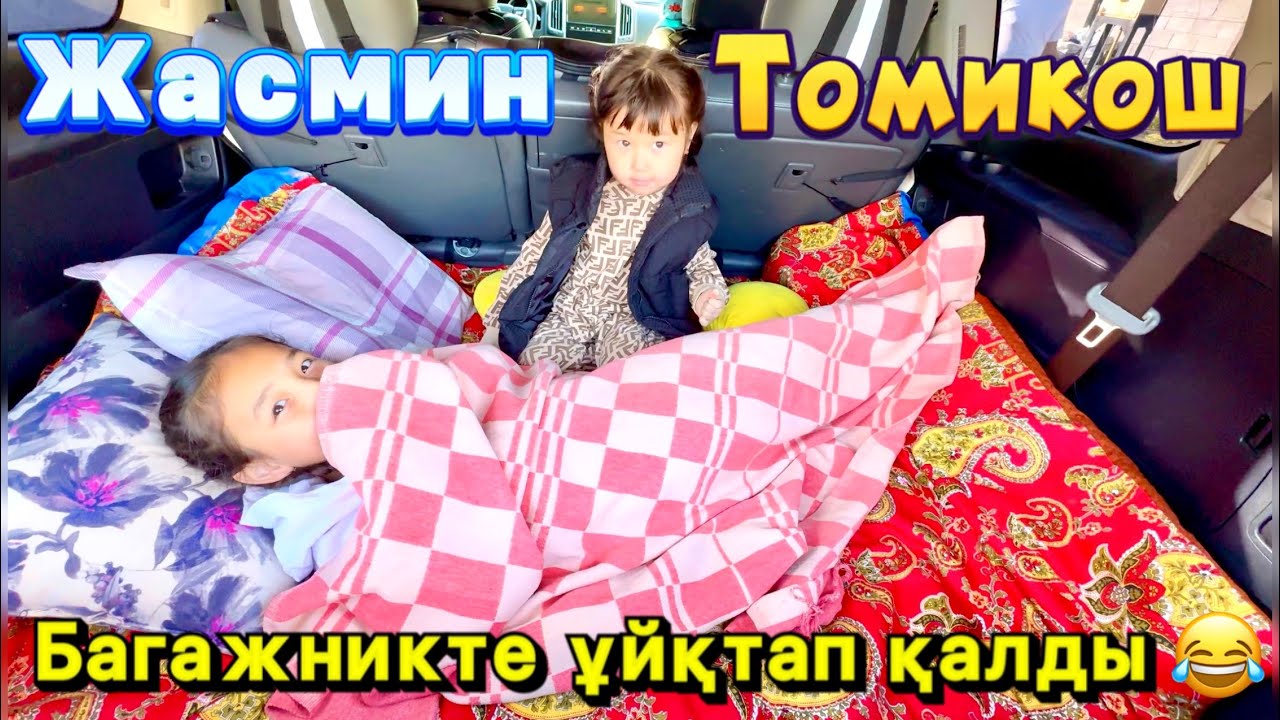 ЖАСМИН МЕН ТОМИ БАГАЖНИКТЕ ҰЙКТАП БАРДЫ🛣️  ЖЕТІСАЙ ПОЕЗДКА 👍Өте қызықты поездка болды☀️🌈👍