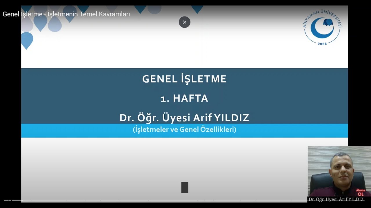 Genel İşletme - 1. Bölüm - İşletmenin Temel Kavramları
