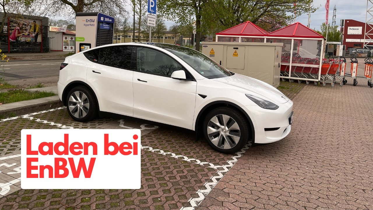 Tesla Model Y an EnBW Ladesäule -  Vergleichbar mit Supercharger? Infos, Preise und Anleitung!