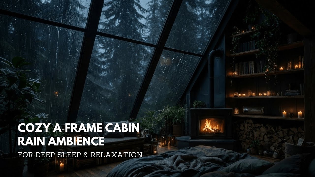 Cozy A‑Frame Cabin Rain Ambience | For Deep Sleep & Relaxation