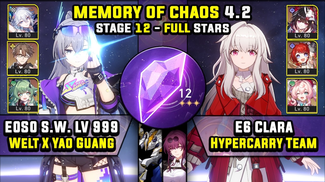 E0 Silver Wolf LV 999 Carry & E6 Clara Carry (3 Stars) Memory Of Chaos 12 Honkai Star Rail 4.2