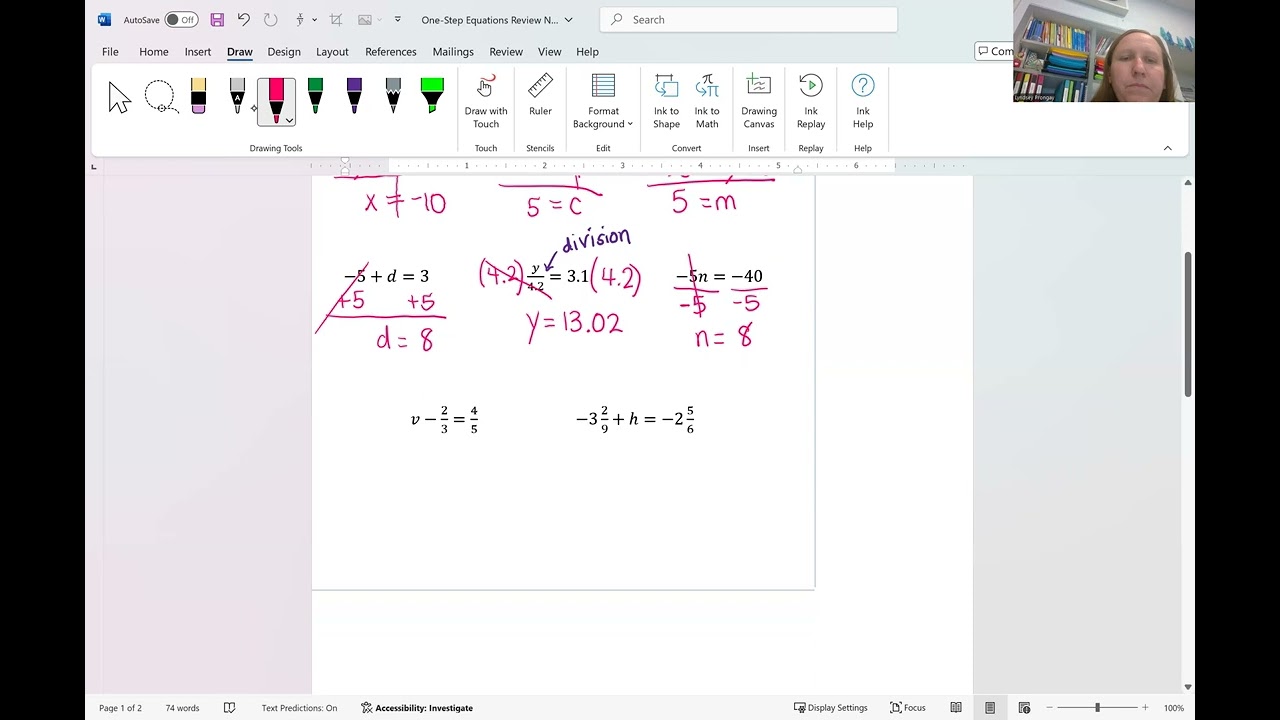 Topic 2: Video #1 - Solving One-Step Equations