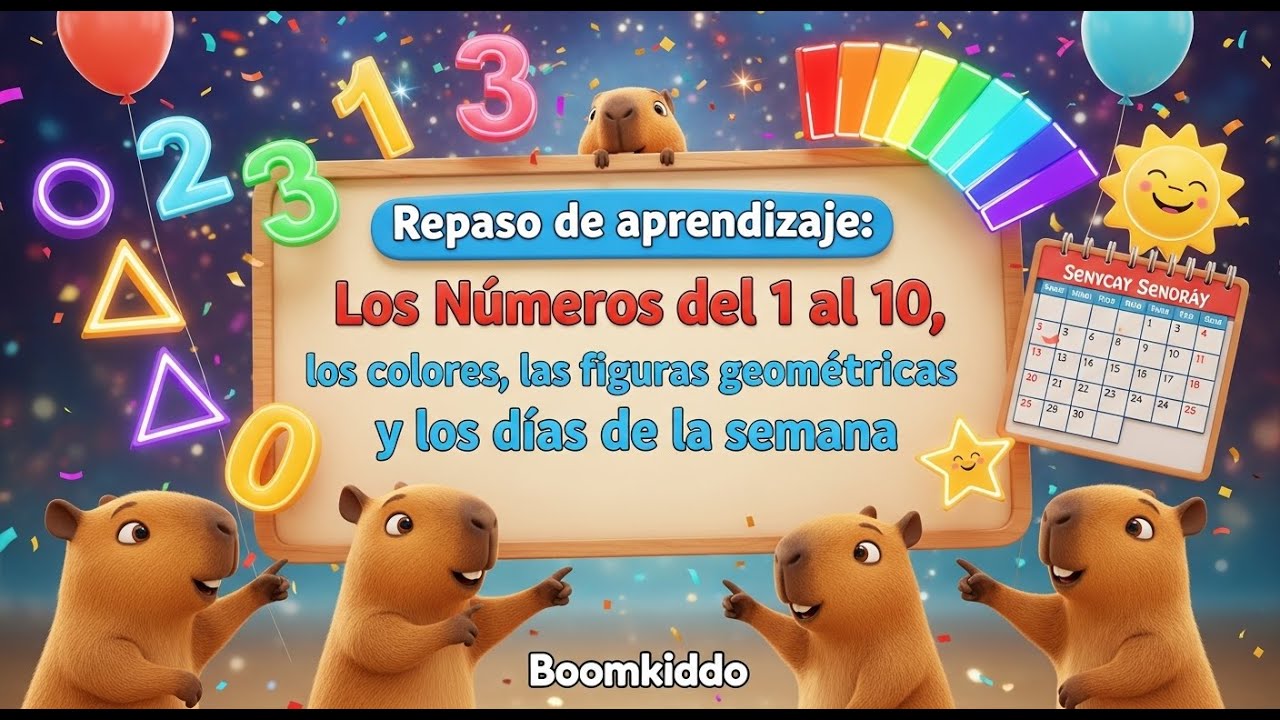 📚✨Repaso números del 1 al 10 ,colores, figuras y días de la semana 📚✨#aprenderjugando #boomkiddo