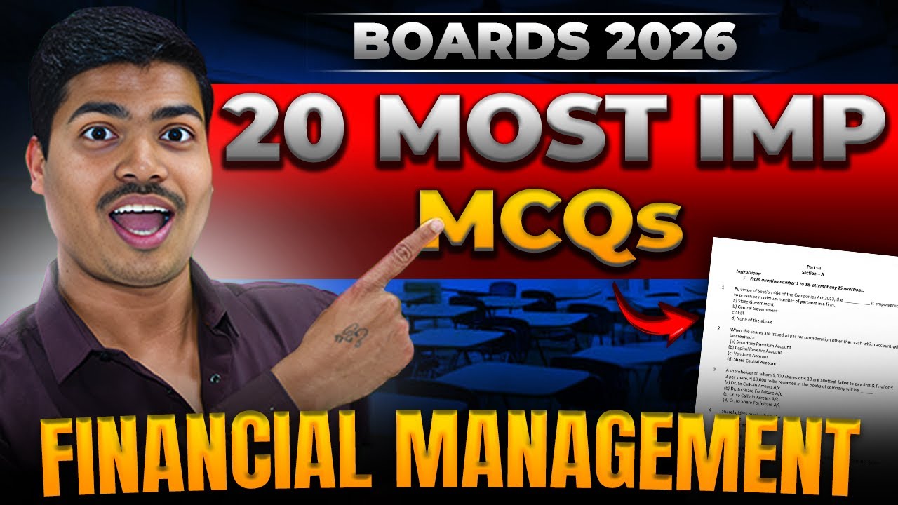 Financial Management | 20 Most Important MCQ | Class 12 Business studies Board exam 2026