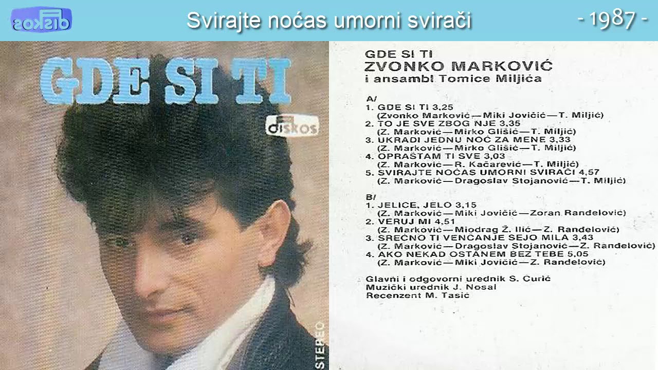 Zvonko Markovic - Svirajte nocas umorni sviraci - (Audio 1987)