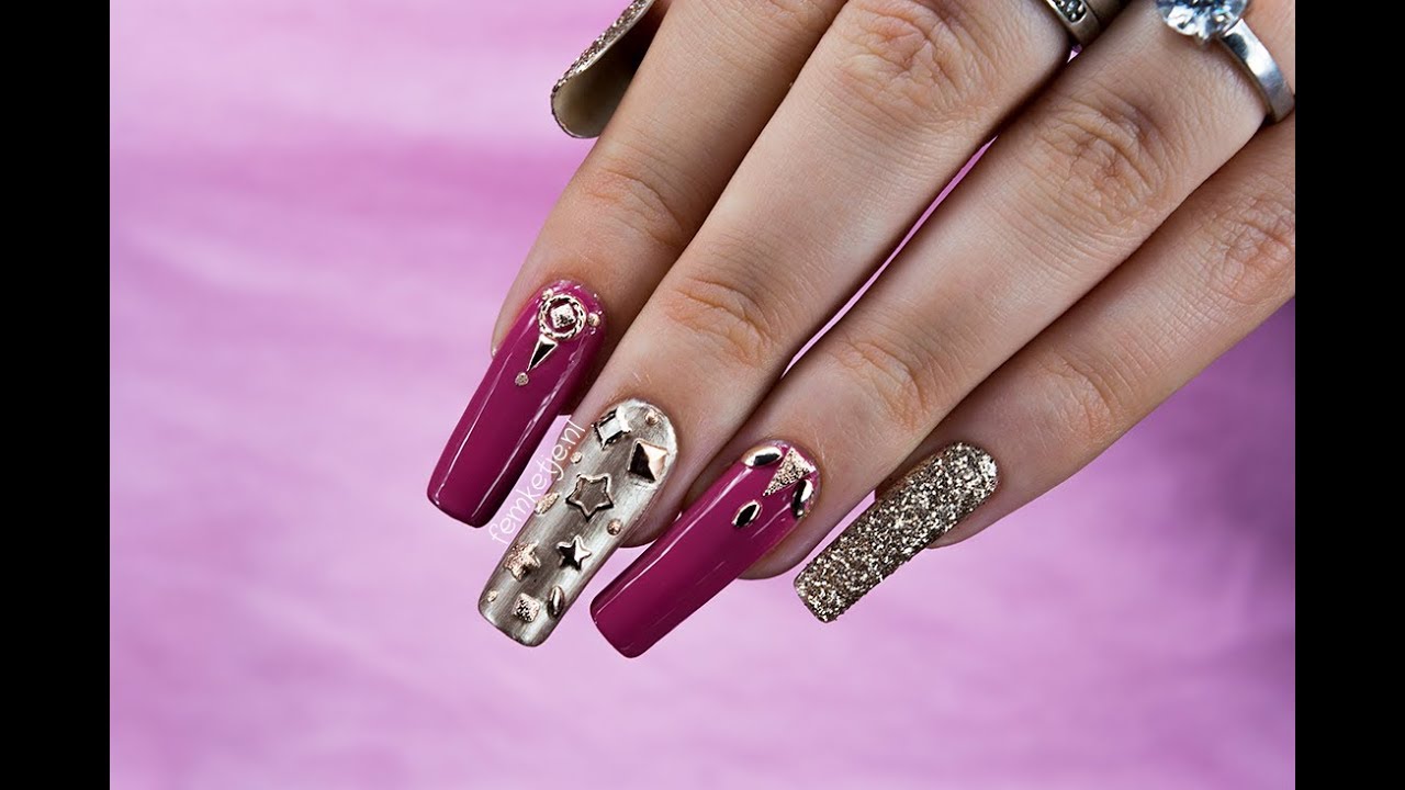 ✨ Gold Glitter & Dusty Rose Nailart 💅 (Natural Nails & Regular Nailpolish) - femketjeNL