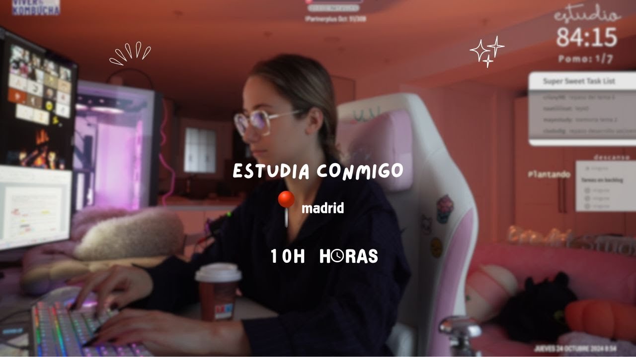 STUDY WITH ME 🎧🧚‍♀️|  10 HORAS + 2H BREAK ⏰ | Estudia o trabaja conmigo | preparando oposiciones ✨