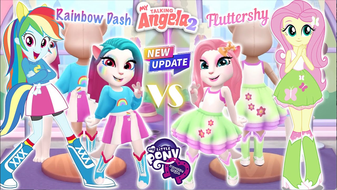 My talking Angela 2 | Fluttershy VS Rainbow | My little Pony | new update | cosplay