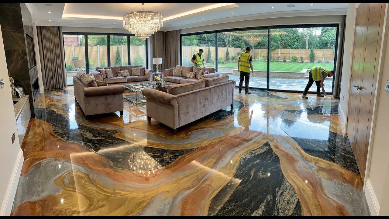 Top 7 Exquisite Epoxy Designs Using Metallic Resin Pours and Granite for Luxury Living Rooms